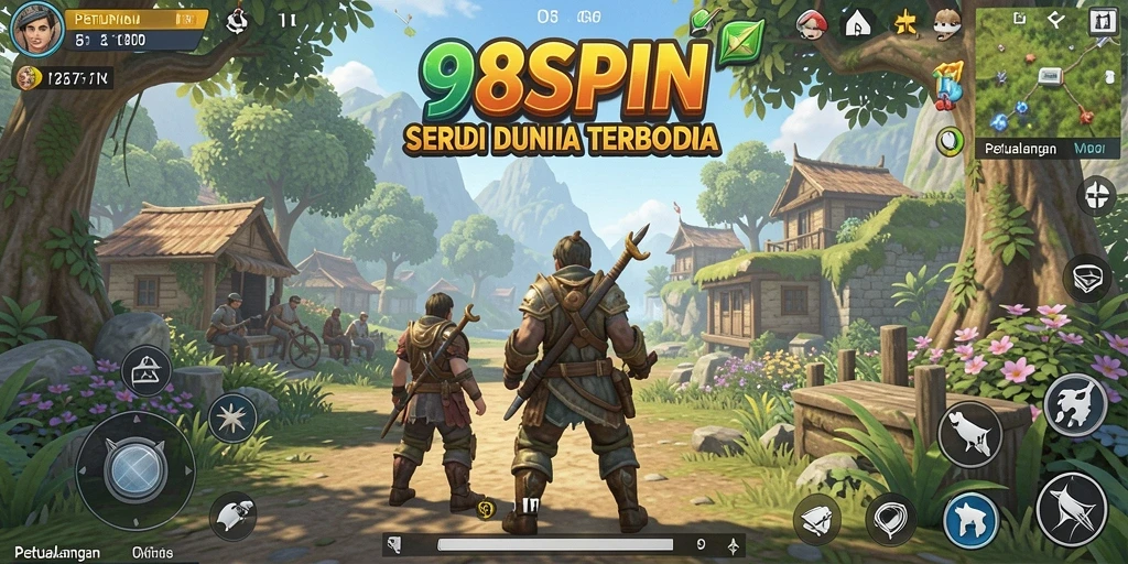 Gameplay 98SPIN yang menampilkan dunia terbuka yang luas.