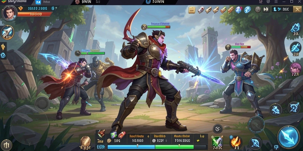 Screenshot gameplay 9WIN yang menunjukkan strategi pertempuran mendebarkan.