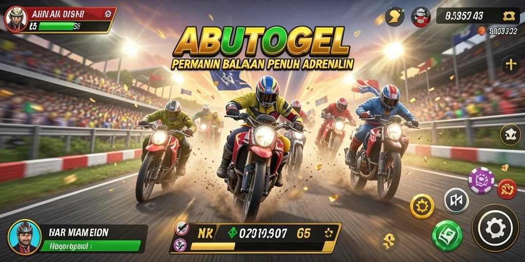 Screenshot ABUTOGEL menampilkan aksi balapan yang mendebarkan.