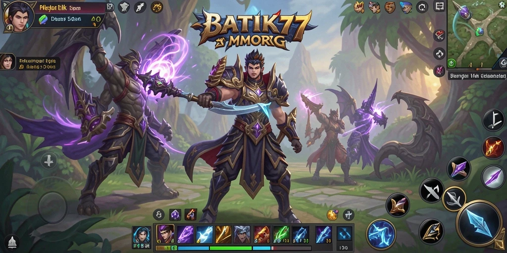 Tangkapan layar gameplay BATIK77 menampilkan pertempuran epik di dunia MMORPG.