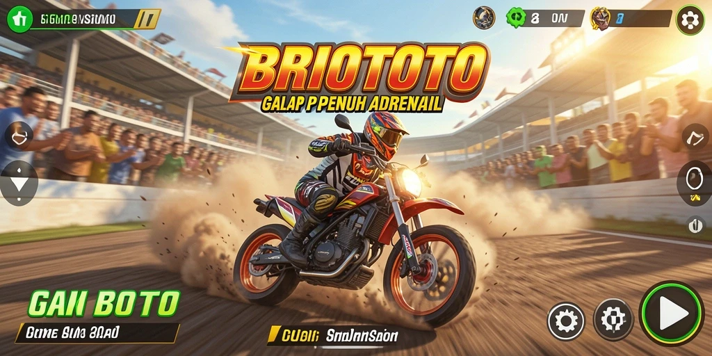 Screenshot BRIOTOTO menampilkan balapan mendebarkan di jalanan kota.