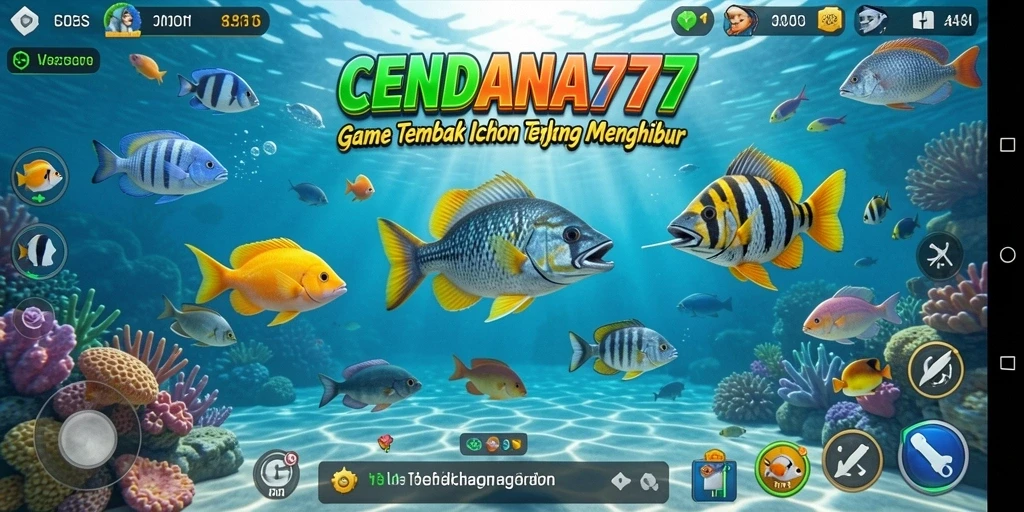 Screenshot gameplay CENDANA777 menampilkan aksi menembak ikan yang seru.