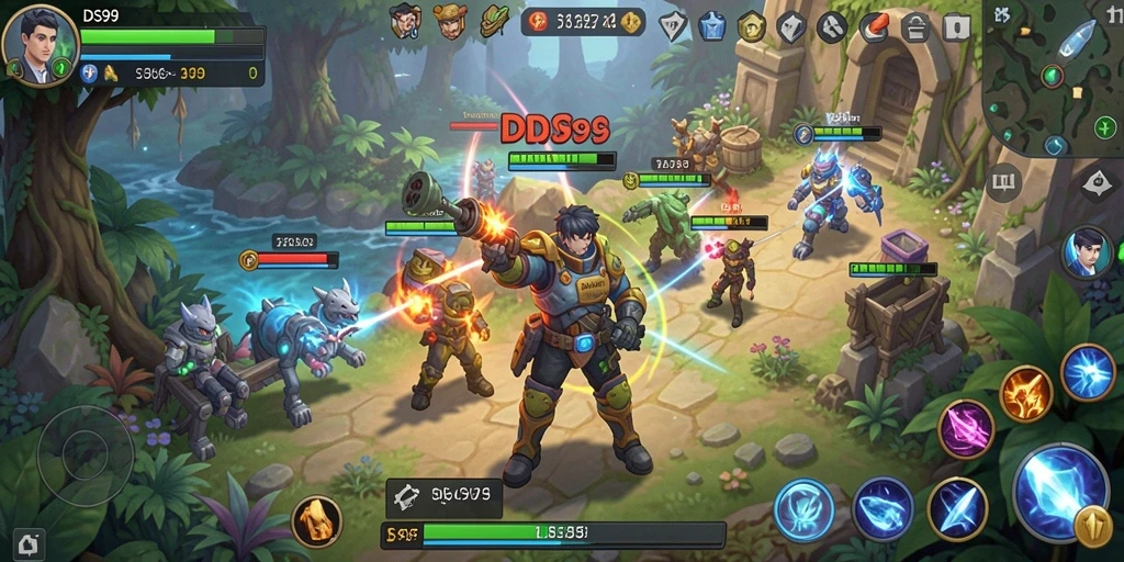 Screenshot gameplay DS99, menampilkan suasana seru dalam petualangan.