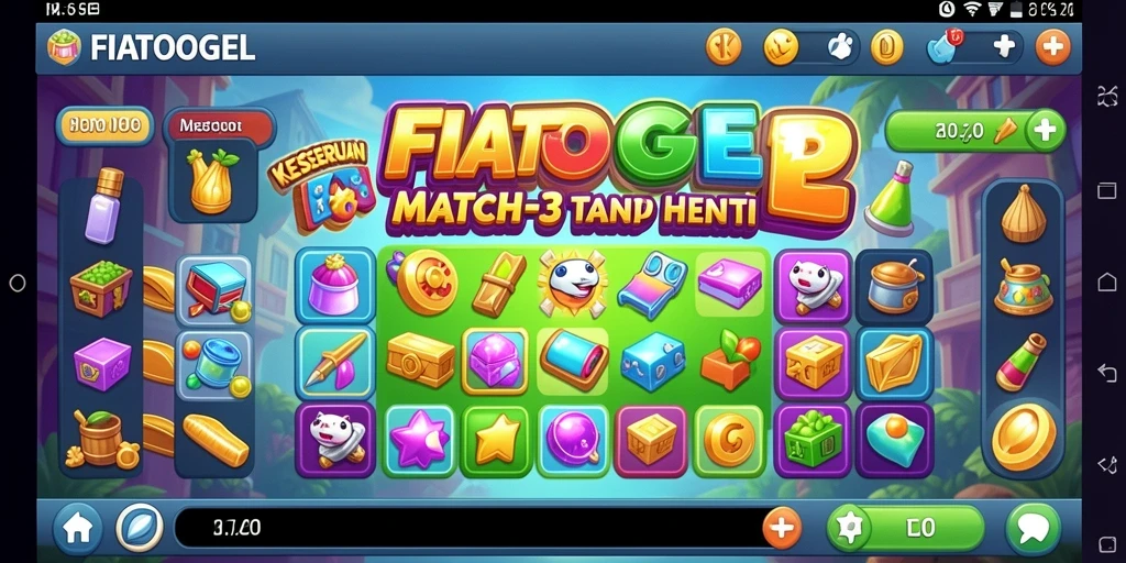 Tampilan menarik dari gameplay FIATOGEL dengan elemen warna-warni.