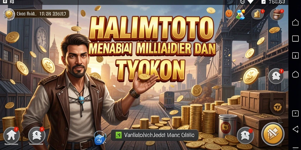 Tangkapan layar menunjukkan gameplay intensif HALIMTOTO dengan elemen Tycoon yang menarik.