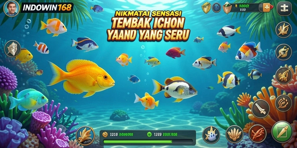 Gameplay seru dalam INDOWIN168 dengan aksi menembak ikan.