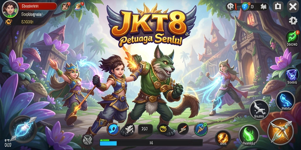 Tampilan gameplay <strong>JKT8</strong> menunjukkan petualangan yang mendebarkan di dunia fantasi.