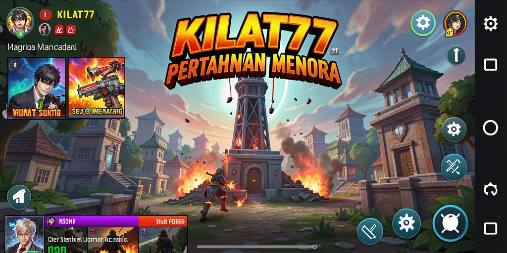 Tampilan gameplay KILAT77 yang seru dan menegangkan dalam pertahanan menara.