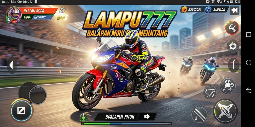 Tampilan gameplay balapan motor yang seru dan menegangkan di LAMPU777.