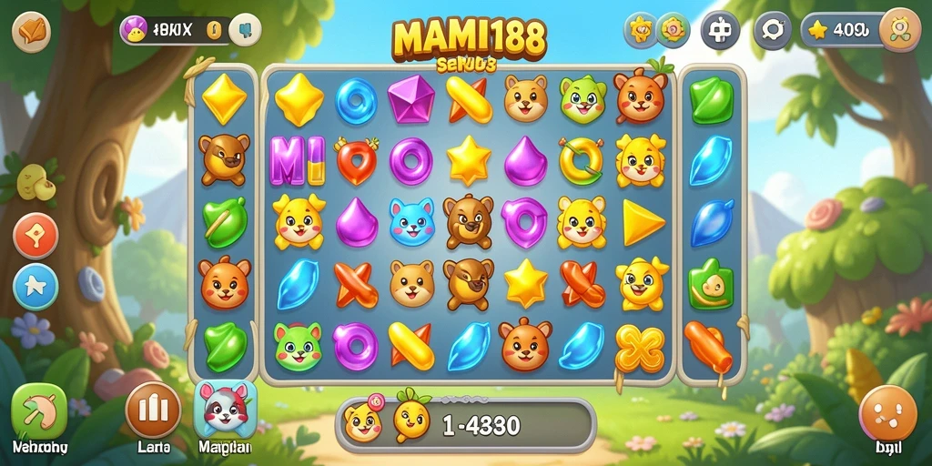 Screenshot gameplay MAMI188 dengan aksi Match-3 yang seru.
