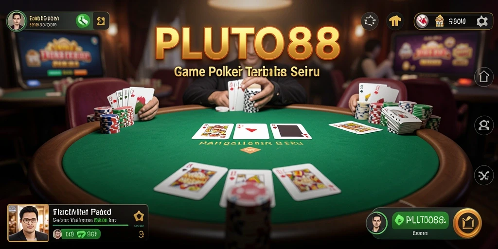 Tampilan screenshot utama PLUTO88 menampilkan aksi seru dalam permainan poker.