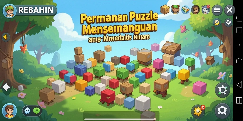 Tampilan gameplay puzzle yang menarik dan penuh warna.