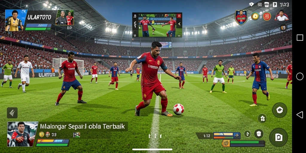 Tampilan gameplay ULARTOTO menampilkan pertandingan sepak bola yang intens dan dinamis.
