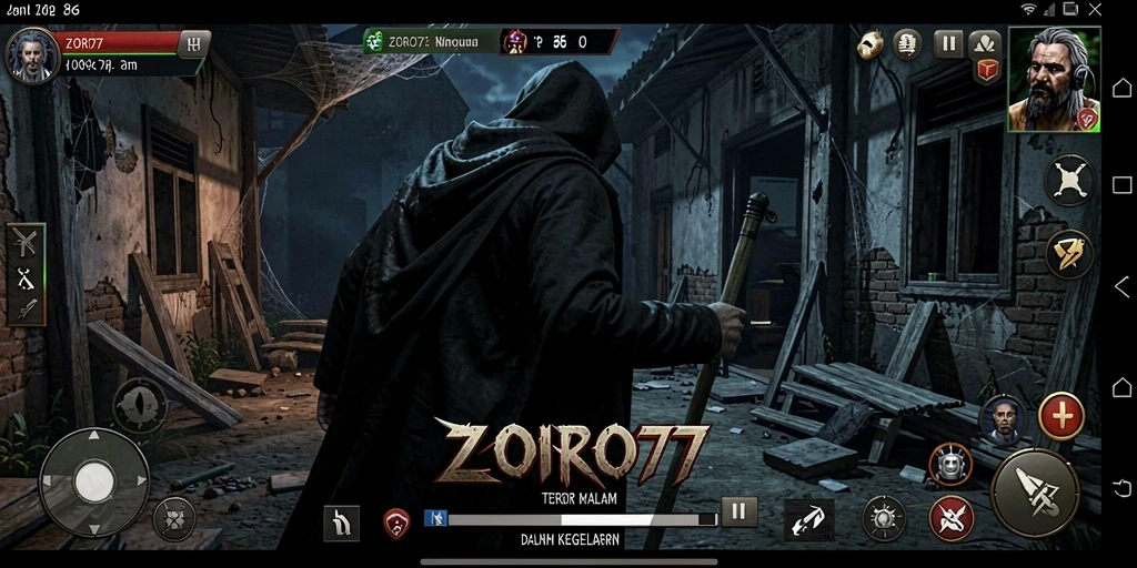 Gameplay menegangkan ZORO77 dengan suasana yang mencekam.